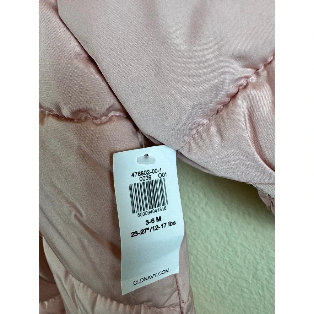 NWT Old Navy Puffer Snowsuit Baby Girls 3-6M Pink Hooded Fleece Lined‎ Bunting
